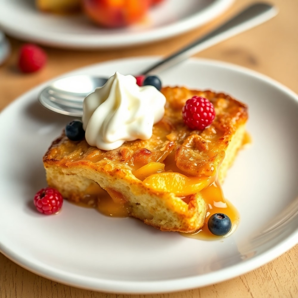 Finished Peach Cobbler French Toast Bake