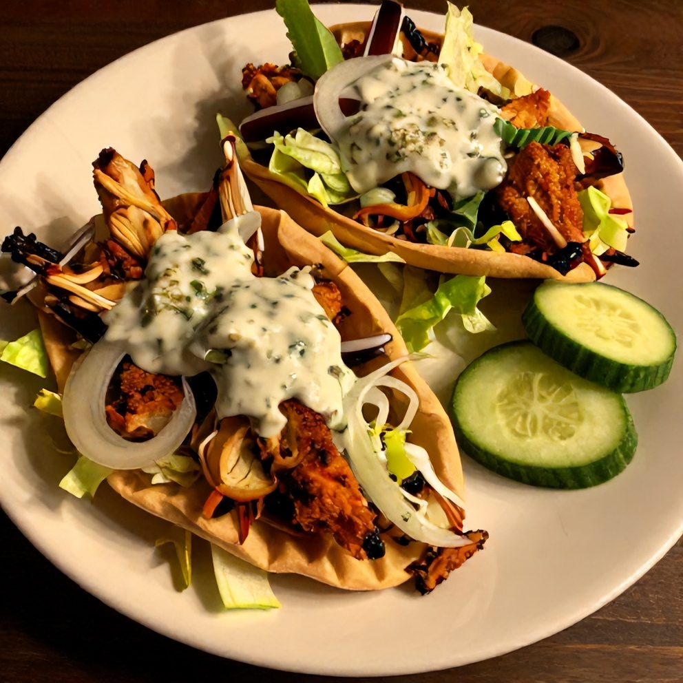 Plated Sheet Pan Chicken Pita with Herby Ranch Sauce