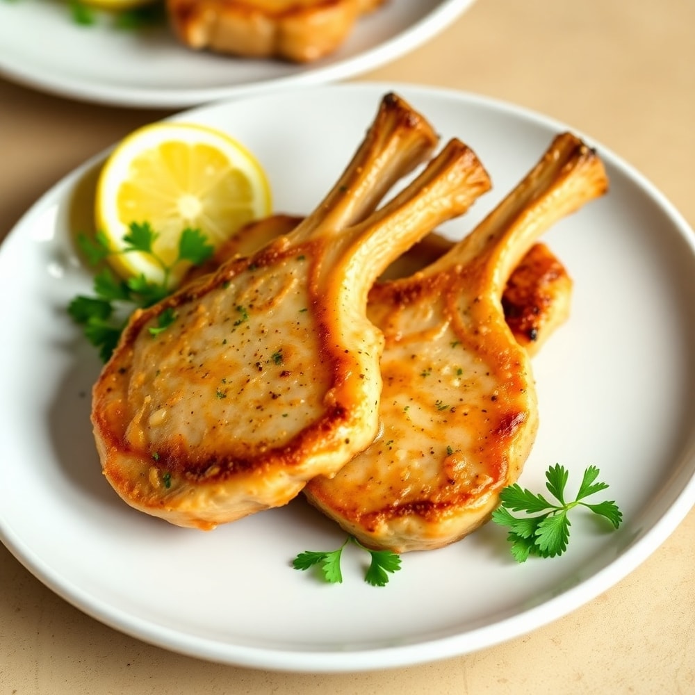 Sheet Pan Lemon Garlic Pork Chops Final Dish