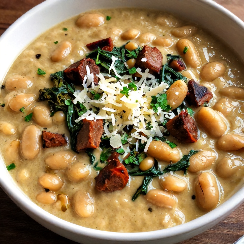 Bowl of Creamy Tuscan White Bean Soup