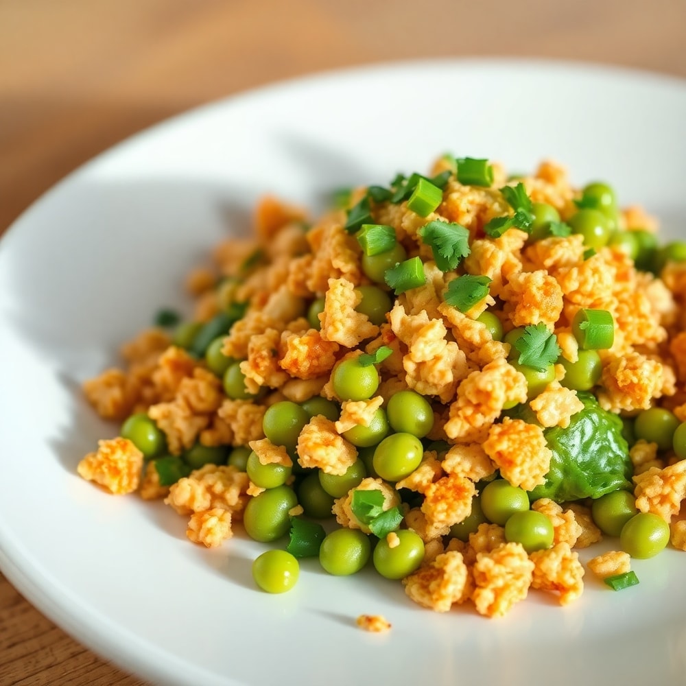 Plated serving of Crispy Edamame Peanut Crunch Salad
