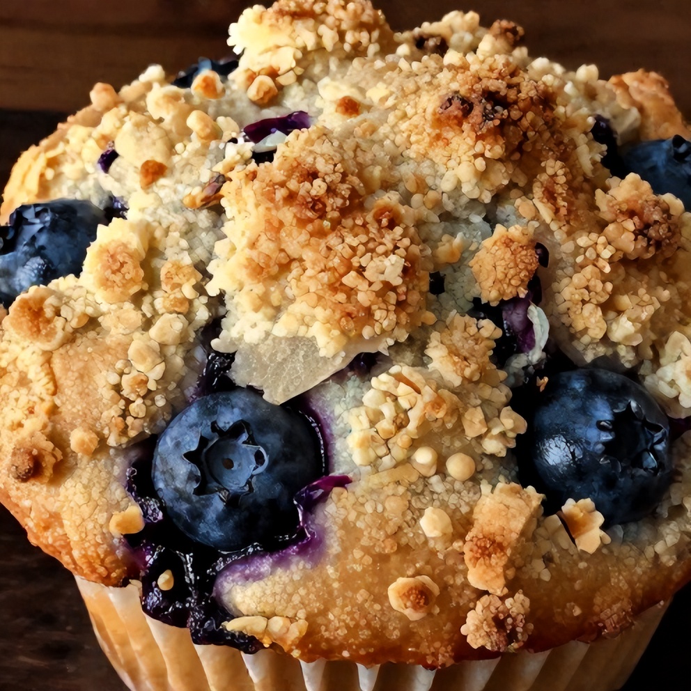 fluffy jumbo blueberry muffins