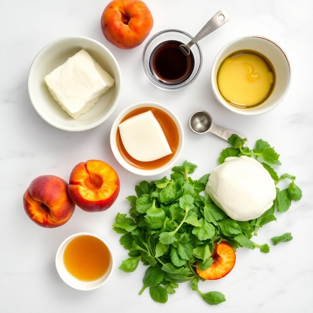 Raw Ingredients for Grilled Peach Burrata Salad