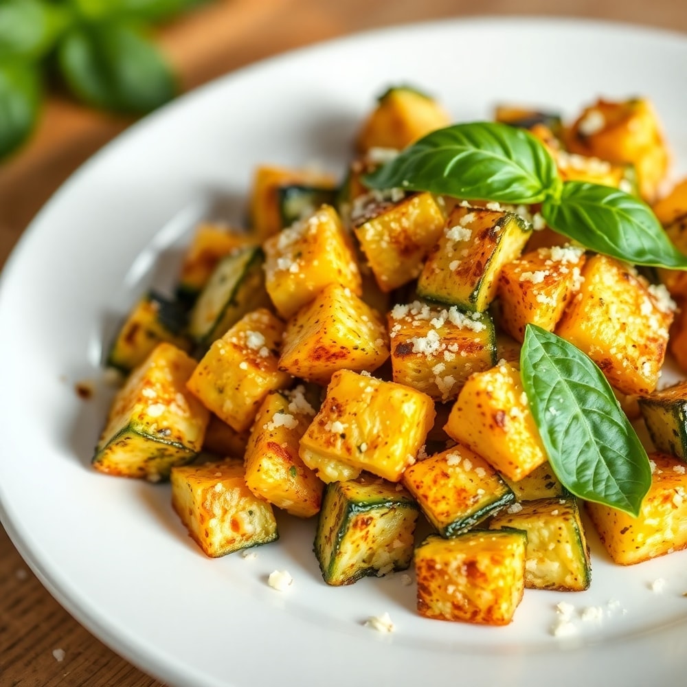 Plated Garlic Parmesan Roasted Zucchini