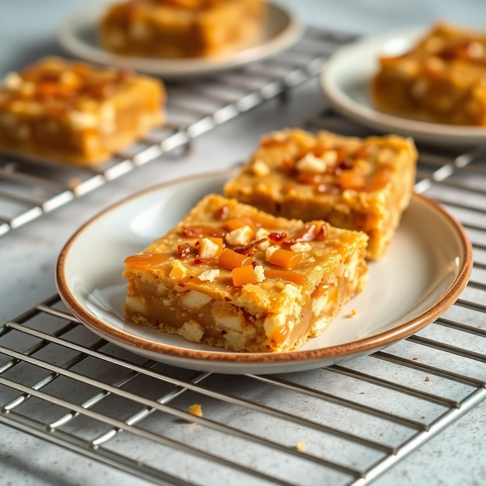 Caramel crush bars on a cooling rack