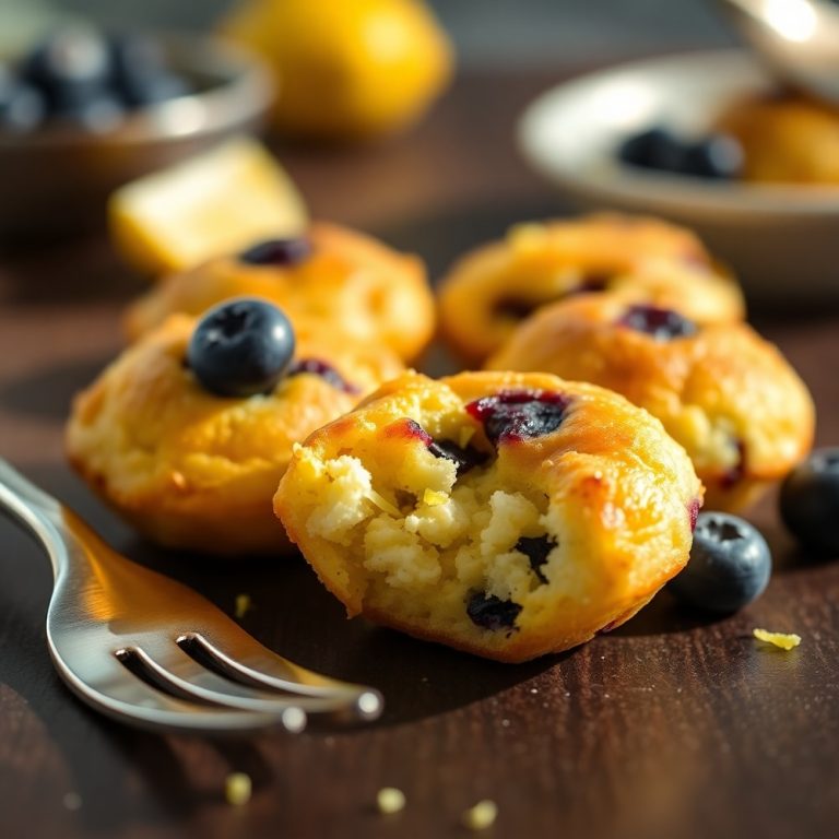 Lemon Blueberry Cottage Cheese Pancake Bites
