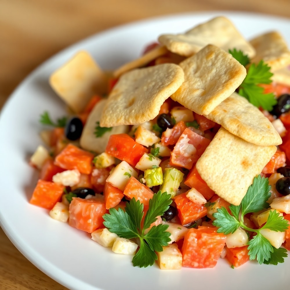 Plated Mediterranean chopped salad