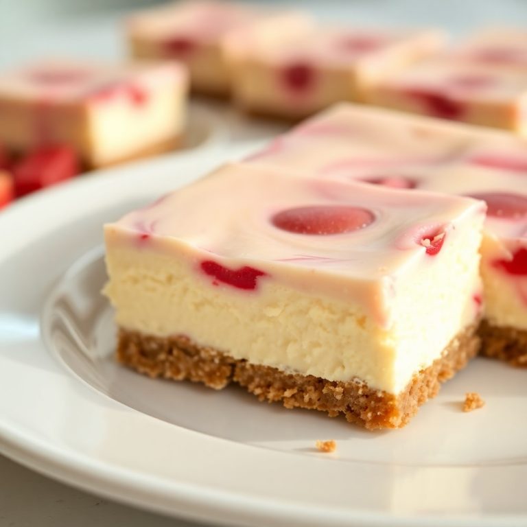 No Bake Rhubarb Cheesecake Squares