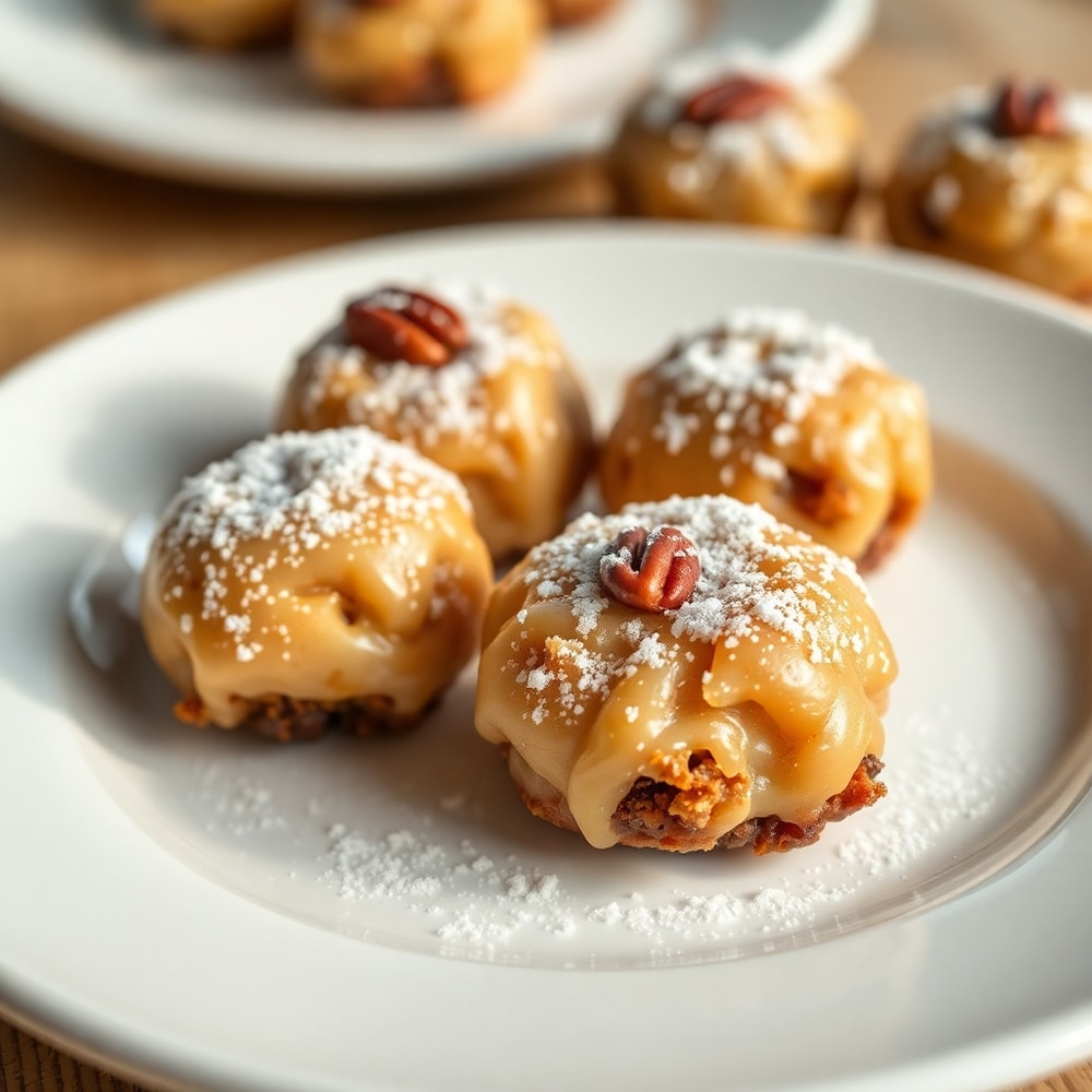Pecan Crunch Glazed Bites plated on a white plate