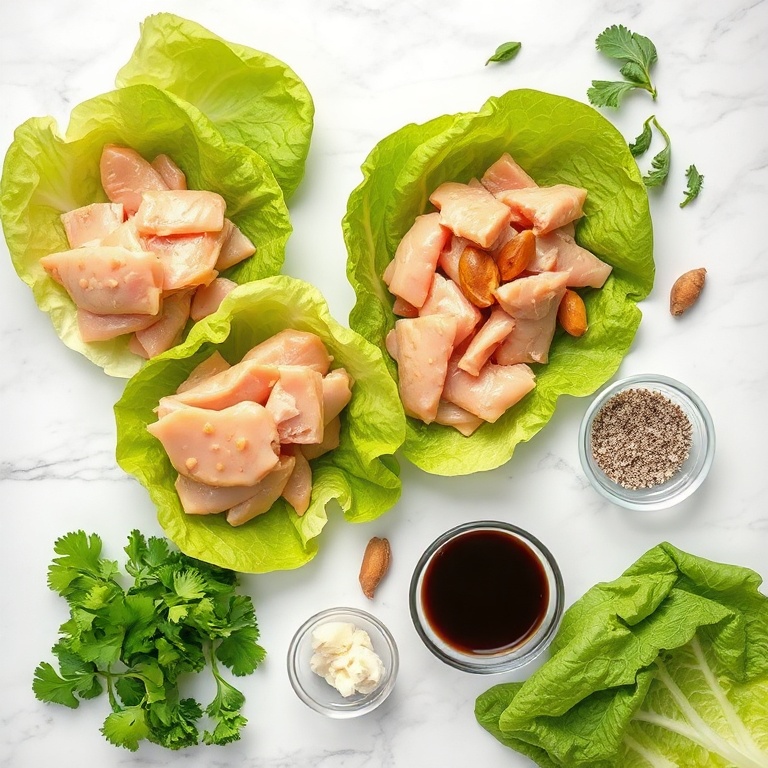 Raw ingredients for chicken lettuce wraps