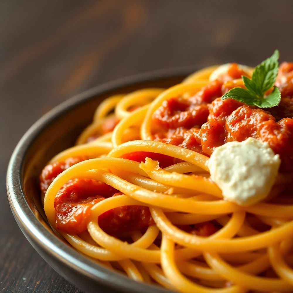 roasted tomato garlic ricotta pasta