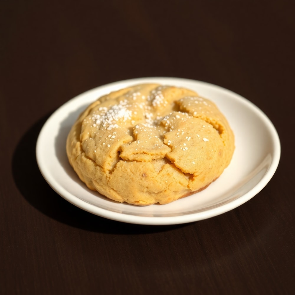 A single Soft and Fluffy Banana Bread Cookie on a plate