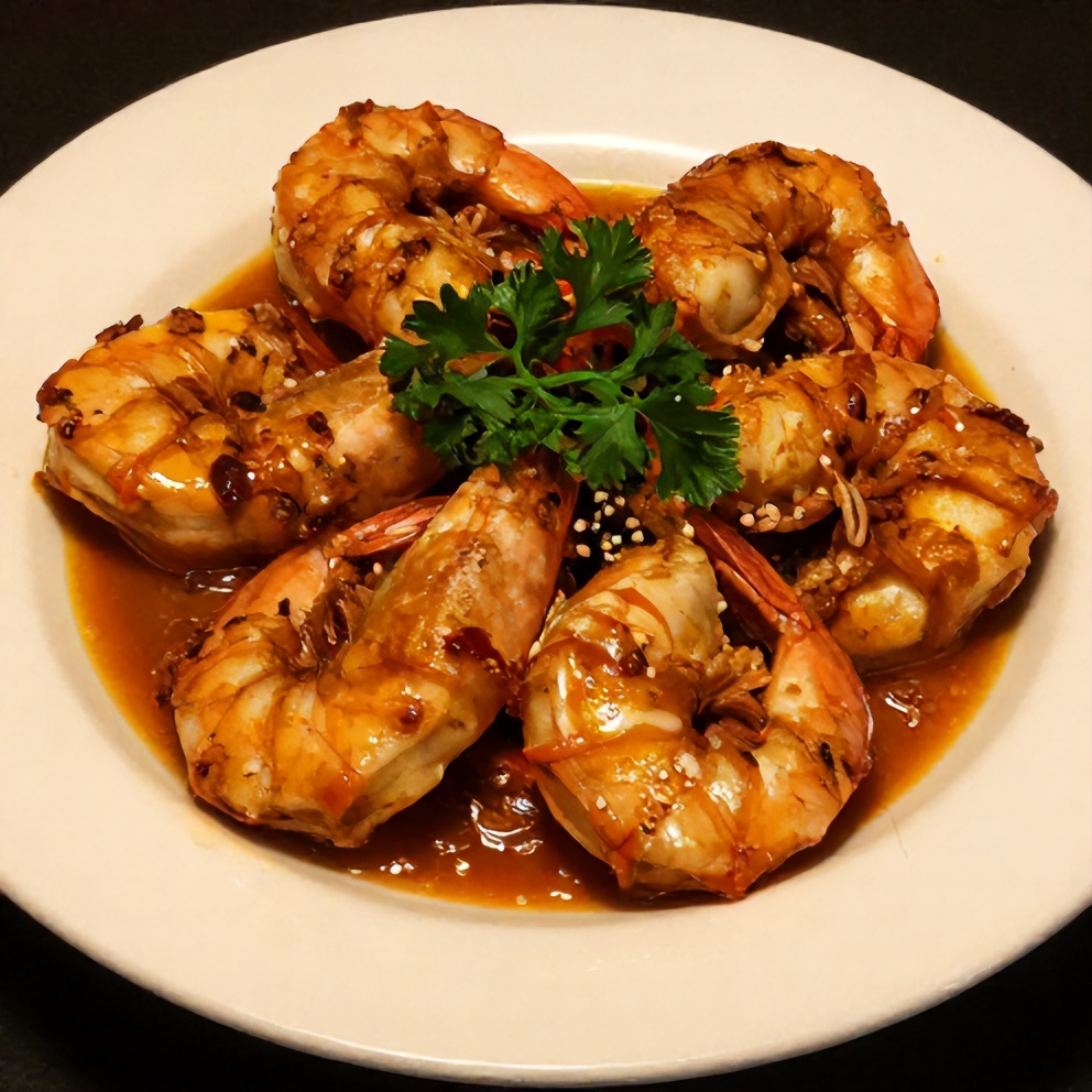 Plated Spicy Shrimp Veracruz with fresh parsley