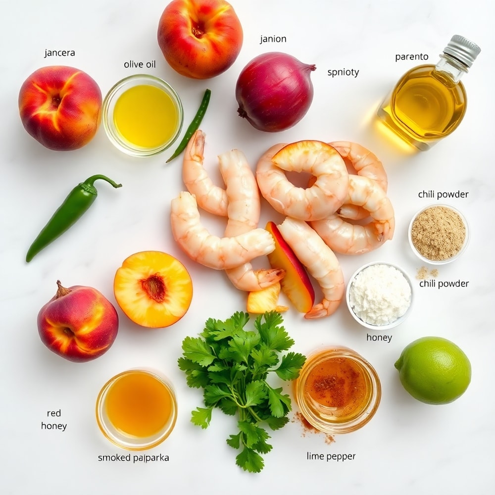 Spicy Shrimp with Peach Salad Ingredients