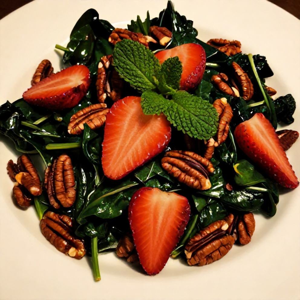 Plated Spinach Strawberry Salad with Pecans