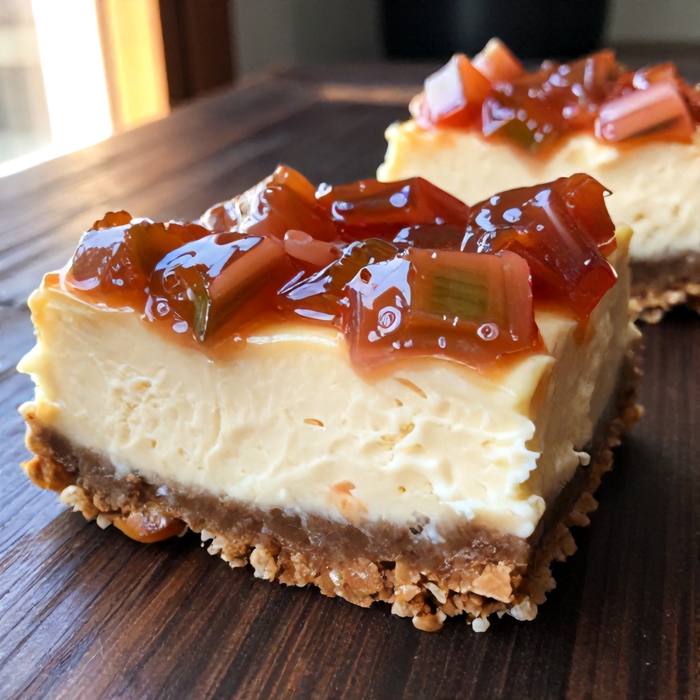 Sweet-Tart Rhubarb Cheesecake Bars