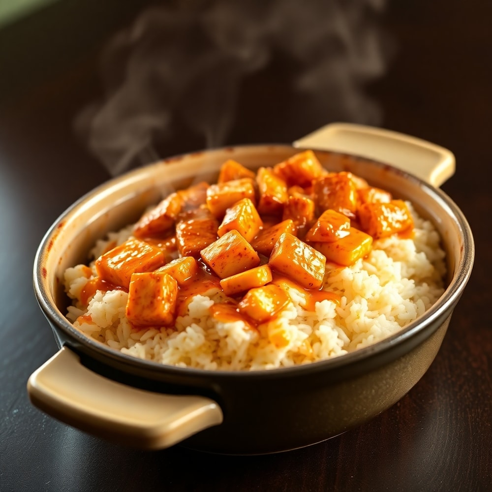 teriyaki tofu rice casserole