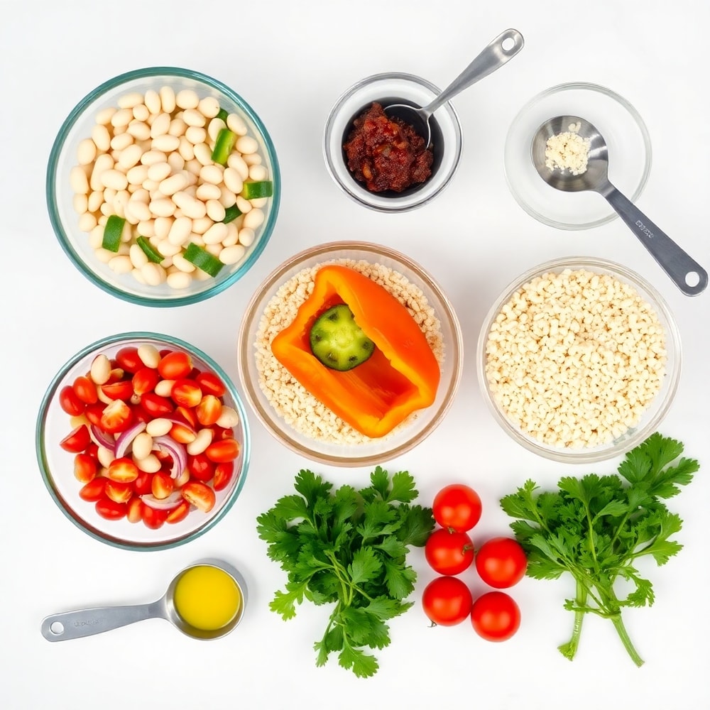Raw ingredients for White Bean Tabbouleh Salad